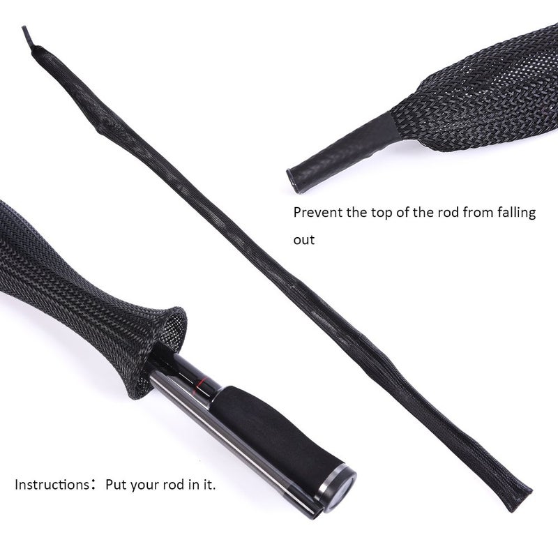 CAPACI Fishing Rod Sleeve Braided Mesh Rod Protector Fishing Rod Sock Cover Pole Glove Tools 10 Pcs (10pcs 10 Color) - Image 3